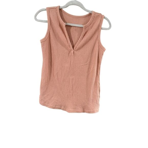 Peach Sleeveless V Neck Blouse Size Small - Picture 2 of 8